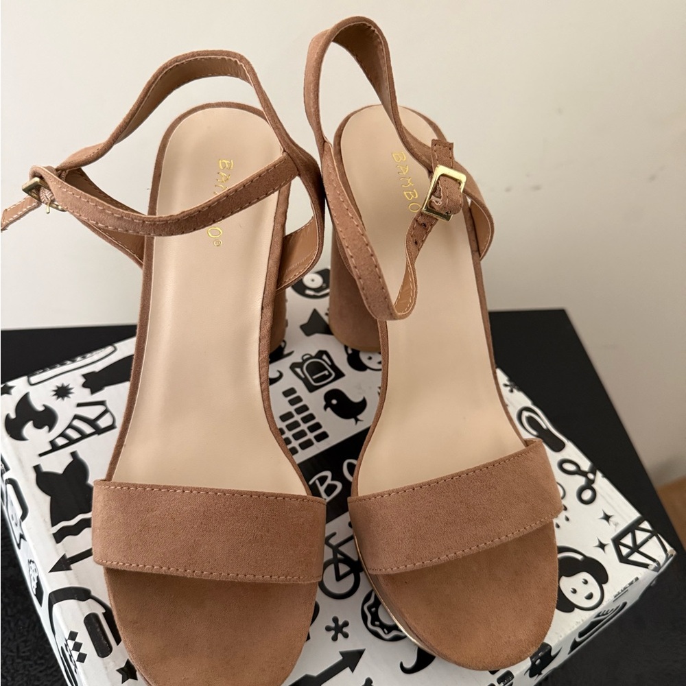 BAMBOO Tan Heeled Sandals